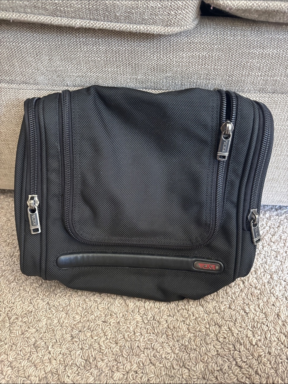 Tumi Black Men's Toiletry Kit with Multiple Zip Compartments